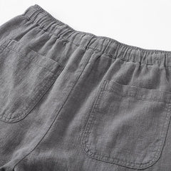 Solid Color Loose Straight Light Cotton Linen Men's Shorts