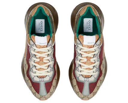 Gucci Rhyton Leather Sneaker " Beige Brick Red '.