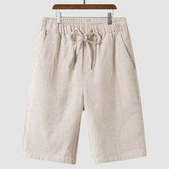 Linen Shorts Men's Casual Loose Cropped Pants