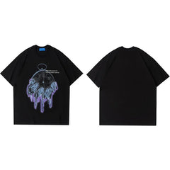 Men Streetwear Clock Time Flies Graphic T Shirt