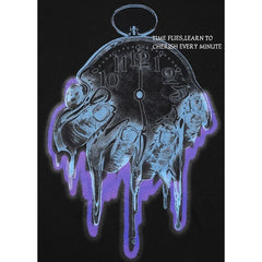Men Streetwear Clock Time Flies Graphic T Shirt