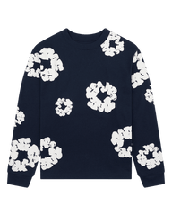 Long Sleeve Cotton Wreath Tee Black , Green, Grey , Navy , Red