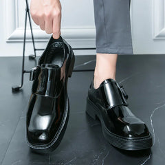 Summer Glossy Breathable Hidden Heel Platform Loafers Small Leather Shoes