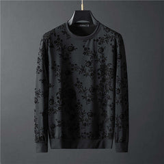 Simple Jacquard Round Neck Long-sleeved Sweater Trousers Two-piece Set