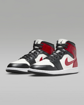 JORDAN 1 Mid Noir/White/Gym Red #.