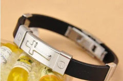 Cross Silicone Titanium Steel Bracelet