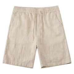 Solid Color Loose Straight Light Cotton Linen Men's Shorts