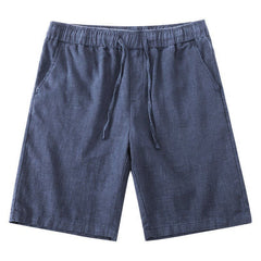 Solid Color Loose Straight Light Cotton Linen Men's Shorts