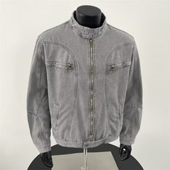 Mens Heavy-Duty Washed And Distressed Denim Jacket