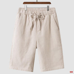 Linen Shorts Men's Casual Loose Cropped Pants