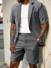 Mens Plaid Slim-Fit Business-Casual Suit Set