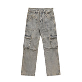 Distressed Straight-leg Denim Trousers For Men