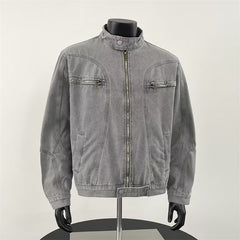 Mens Heavy-Duty Washed And Distressed Denim Jacket