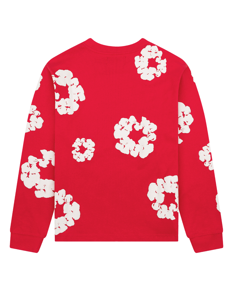 Long Sleeve Cotton Wreath Tee Black , Green, Grey , Navy , Red