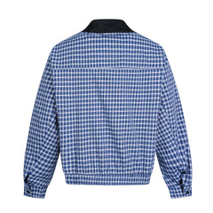 Plaid Corduroy Collar Stitching Workwear Jacket