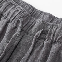 Solid Color Loose Straight Light Cotton Linen Men's Shorts