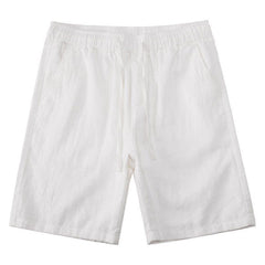 Solid Color Loose Straight Light Cotton Linen Men's Shorts