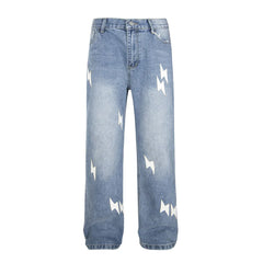 Lightning Embroidered Denim Trousers Men