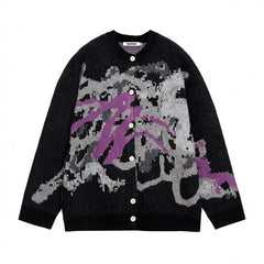 Sweater Round Neck Graffiti Colorful Top Men