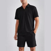 Fashion Casual Polo Short Sleeve Shirt Shorts Two-piece Set Men's Suit