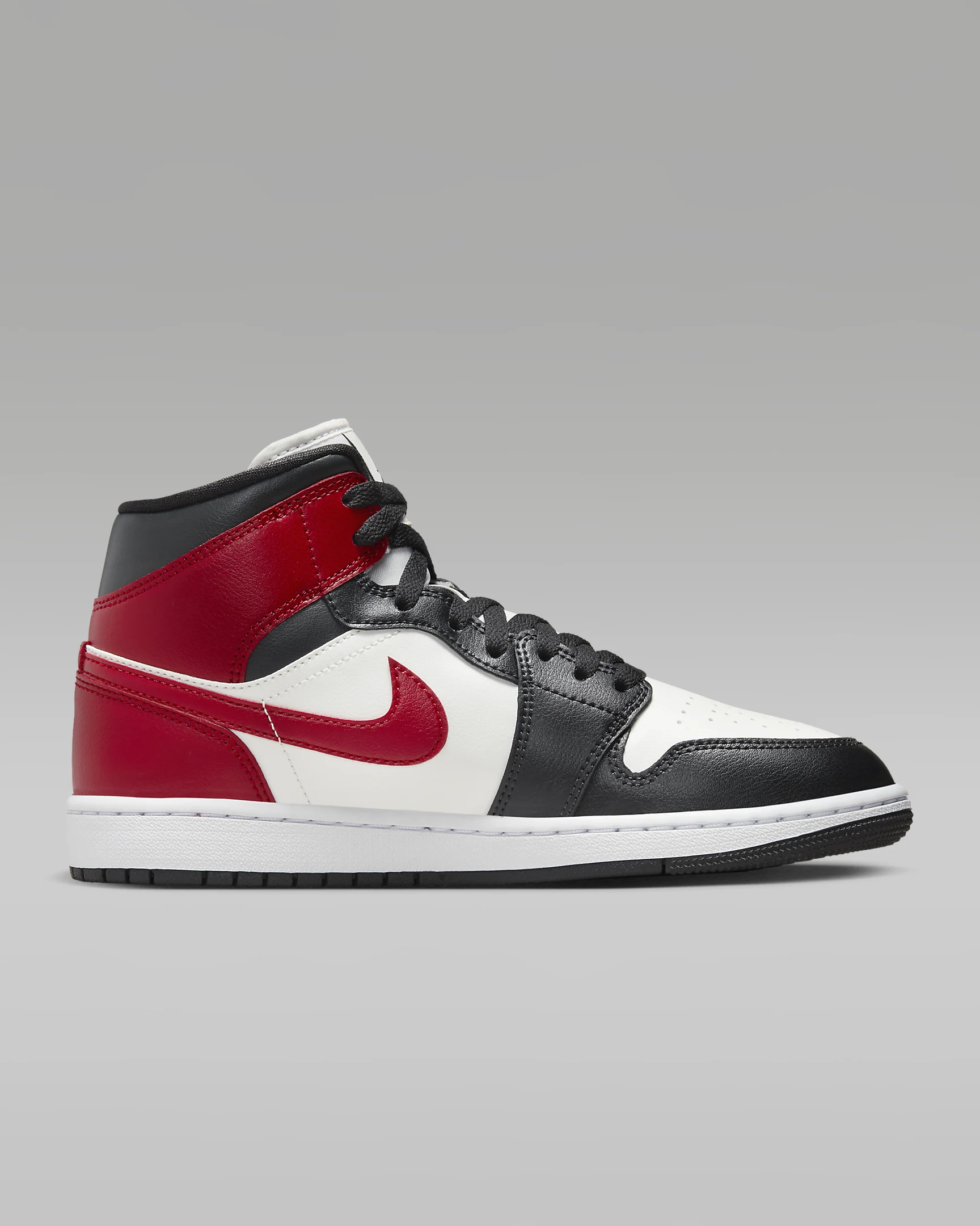 JORDAN 1 Mid Noir/White/Gym Red #.