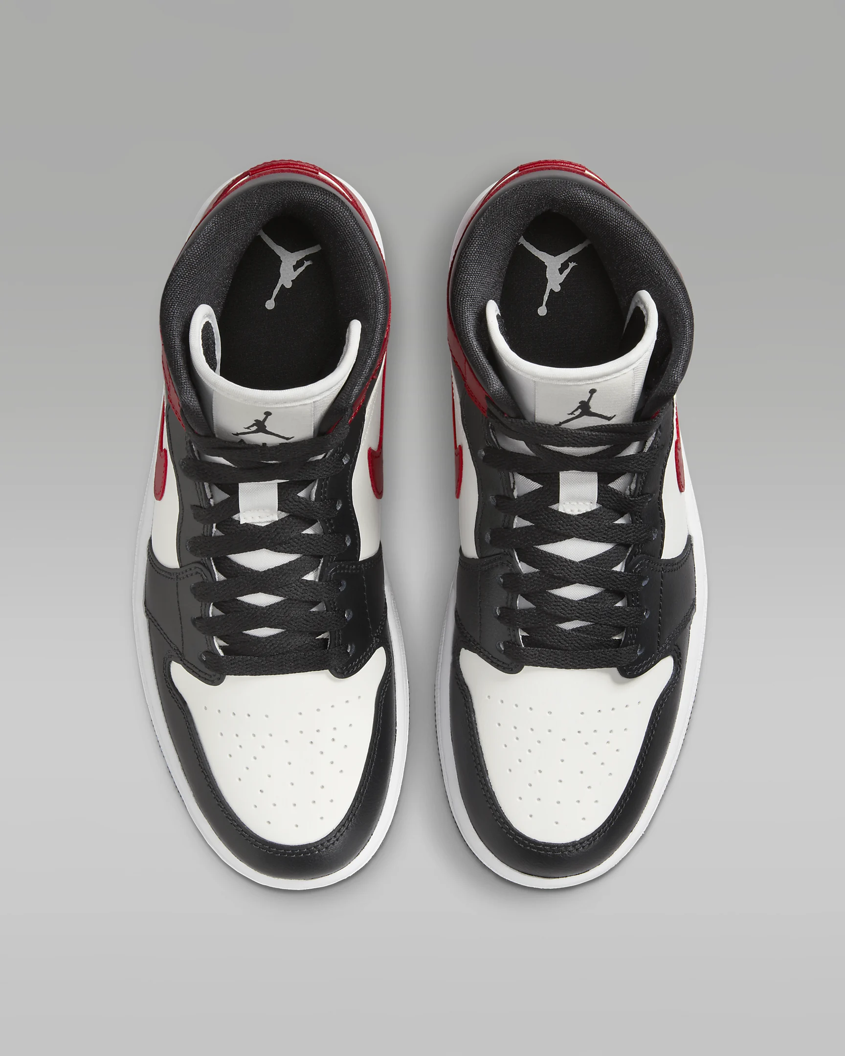 JORDAN 1 Mid Noir/White/Gym Red #.