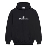 (WMNS) Balenciaga Bb Pixel Fleece Drawstring hooded Long Sleeves Hoodie Black 578135TKVI81070 #