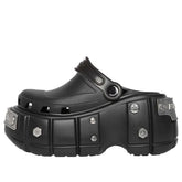 (WMNS) Balenciaga Hardcrocs Slide x Crocs 'Nero Silver' 687398W1S8N1081 #