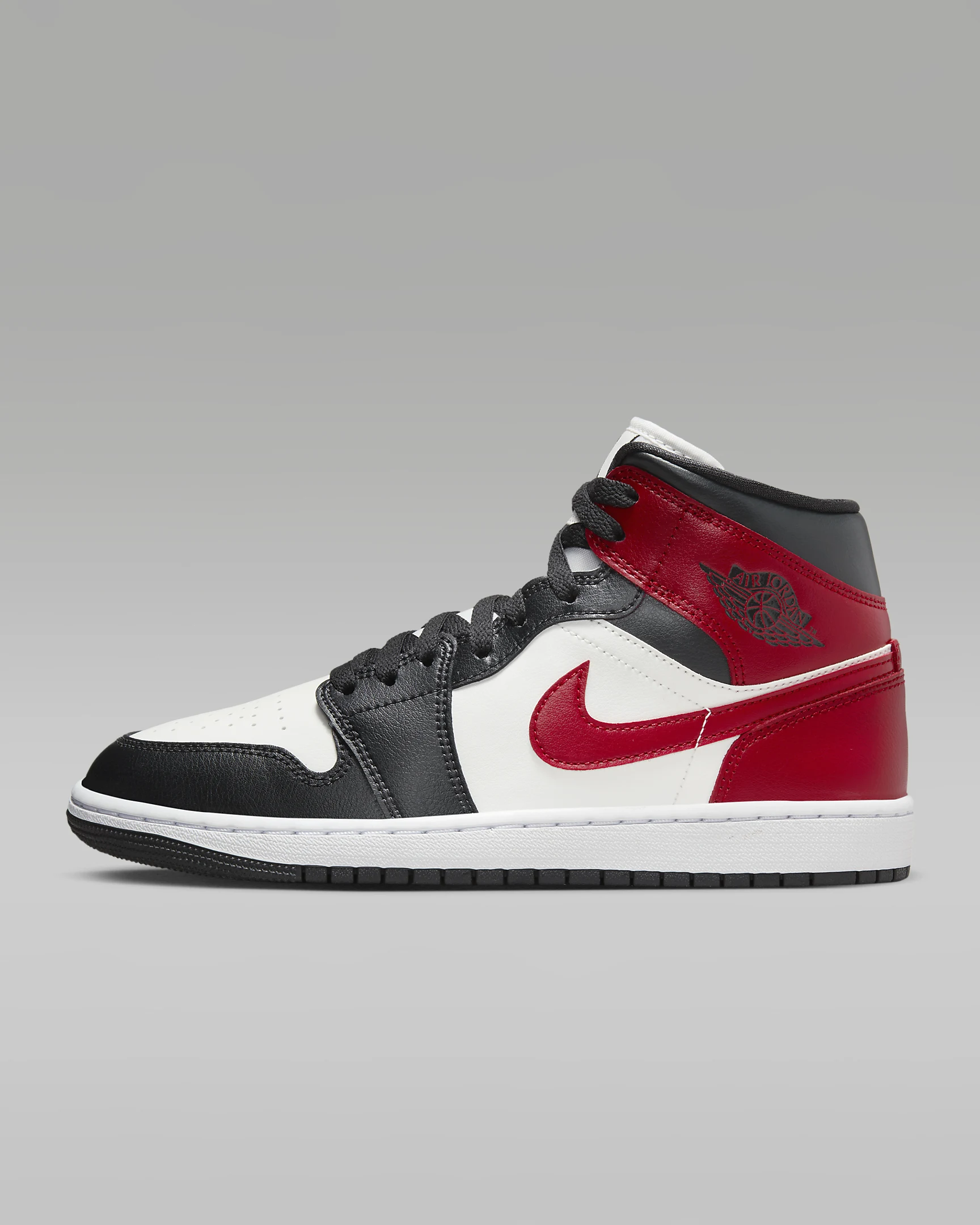 JORDAN 1 Mid Noir/White/Gym Red #.