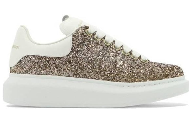 (WMNS) Alexander McQueen Larry Oversized Shoes 'Gold Glitter White' 736296W4VJ12228 #