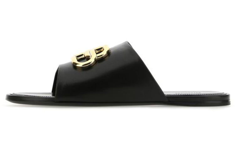 (WMNS) Balenciaga Black Leather Black Slippers 630014WA8F91088 #