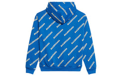 (WMNS) Balenciaga Full Print Alphabet Logo hooded Drawstring Hoodie Blue 612959TIV715011 #