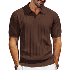 Men's Breathable V-neck Hollow Lapel Knitwear