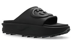 Gucci Interlocking G slide sandal 'Black Rubber' 692380-JF000-1000 #