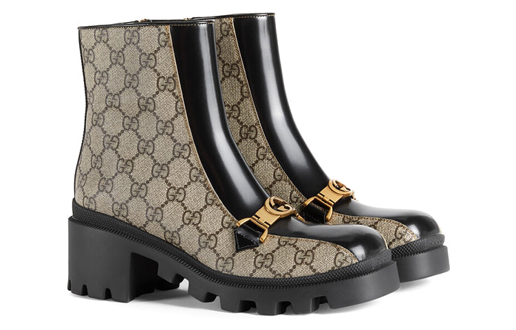 (WMNS) Gucci Horesbit Interlocking G ankle boots 'Black Ebony' 670412-2OQ50-9763 #.