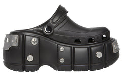(WMNS) Balenciaga Hardcrocs Slide x Crocs 'Nero Silver' 687398W1S8N1081 #