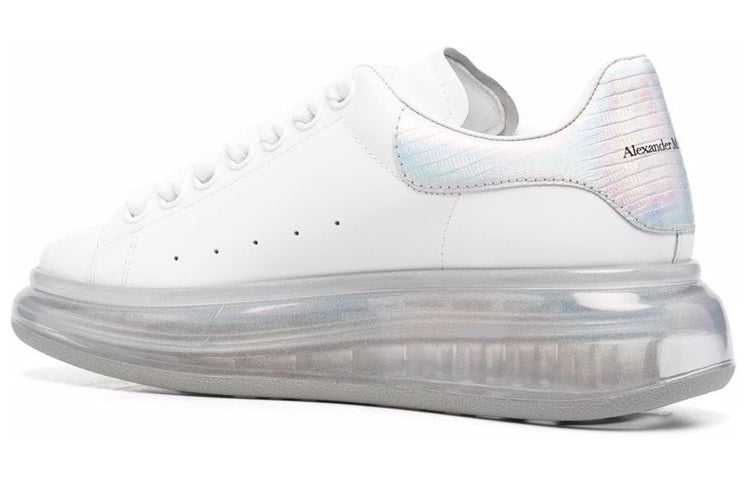 (WMNS) Alexander McQueen Leather Larry Oversized Sneakers 'White Iridescent' 611698WIB9U9620 #