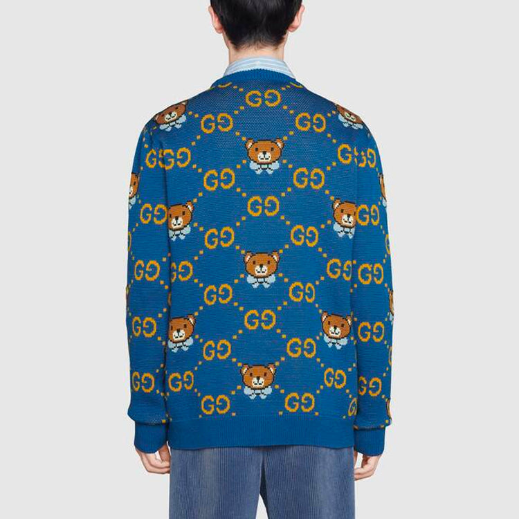 Kai x Gucci Crossover SS21 Full Print Bear Blue Logo Unisex Blue 660621-XKBW8-4795 #.