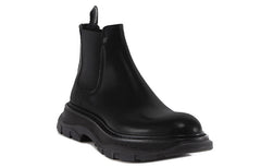 (WMNS) Alexander McQueen Leather Chelsea boots 'Black' 641837WHZ841000 #