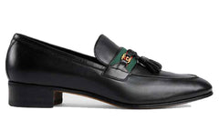 Gucci Interlocking G Tassel Leather Loafers 'Black' 624720-1W610-1066 #.