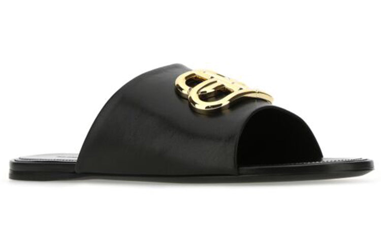 (WMNS) Balenciaga Black Leather Black Slippers 630014WA8F91088 #