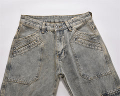 Distressed Straight-leg Denim Trousers For Men