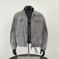 Mens Heavy-Duty Washed And Distressed Denim Jacket