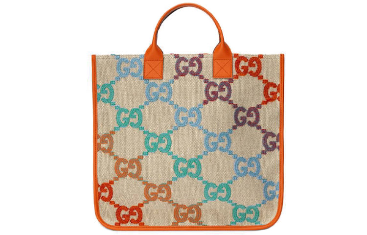 (WMNS) Gucci Rainbow Gradient Logo Flax Tote 'Beige Orange' 550763-2KMA0-8485 #