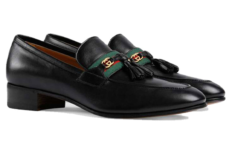 Gucci Interlocking G Tassel Leather Loafers 'Black' 624720-1W610-1066 #.
