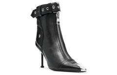 (WMNS) Alexander McQueen Leather Heel Ankle Boots 'Black' 768101WIDR41081 #