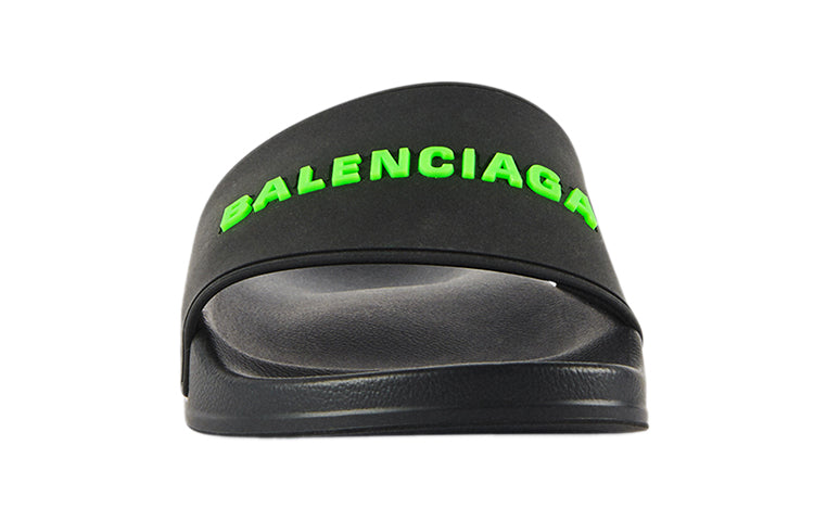 Balenciaga Rubber Slides 'Black Fluo Green' 565826W1S811030 #