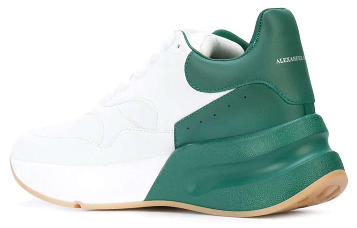 (WMNS) Alexander McQueen Oversized Runner Low Top Leather Sneakers with Mesh 'White Green' 533709WHRU39463 #