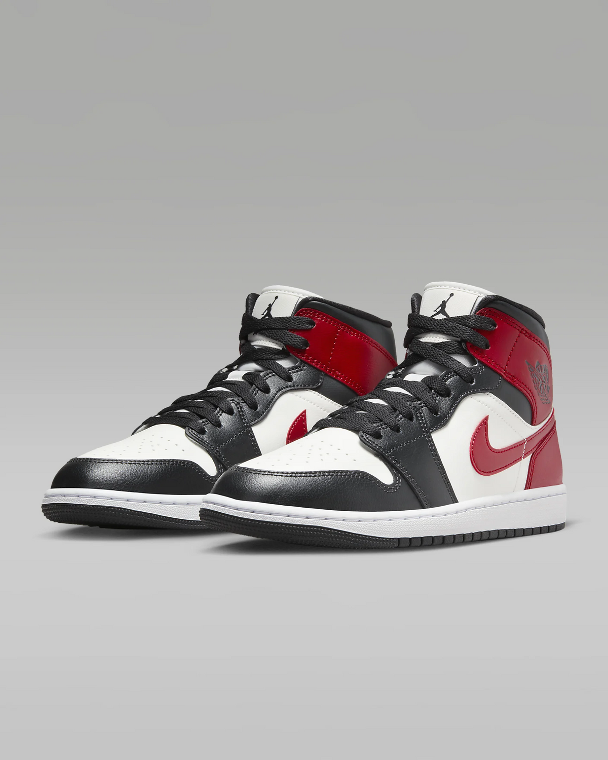 JORDAN 1 Mid   Noir/White/Gym Red #.