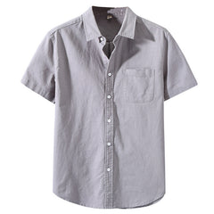 Men's Linen Short-sleeved Lapel Shirt